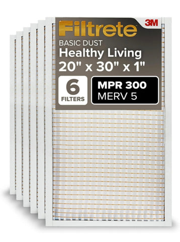 Filtrete 20x30x1 AC Furnace Air Filter, MERV 5, MPR 300, Capture Unwanted Particles