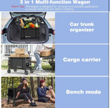 3 in 1 Collapsible Wagon Converts to Bench, 220lbs Foldable Wagon Cart with Wheels