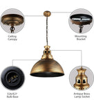 Industrial Barn Pendant Light Ceiling Light with Dome Metal Shade Bronze/Brass