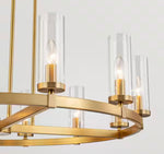 12-Light Brushed Gold Or Black Industrial Wheel Shaped Chandelier