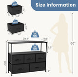 DUMOS TV Stand Dresser for Bedroom Entertainment Center with 5 Fabric Drawers Storage Organizers