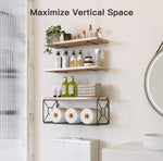 Amada Bathroom Shelves Over Toilet with Storage Basket, Floating Shelves