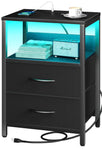 Yoobure Nightstand with Charging Station, LED Night Stand