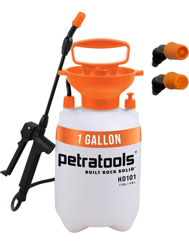 PetraTools 1 Gallon Pump Sprayer - HD101 Garden Sprayer with 2 Nozzles