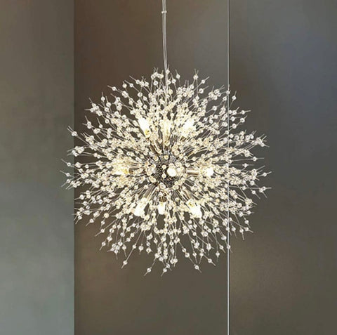 Modern Dandelion Firework Chandelier, Chrome Bathroom Chandelier