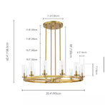 12-Light Brushed Gold Or Black Industrial Wheel Shaped Chandelier