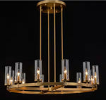 12-Light Brushed Gold Or Black Industrial Wheel Shaped Chandelier