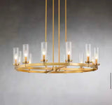 12-Light Brushed Gold Or Black Industrial Wheel Shaped Chandelier