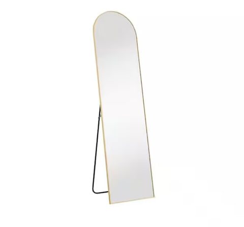 16 in. W x 59 in. H Aluminum Alloy Frame Gold Arched Floor Mirror