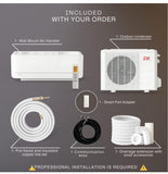 Cooper & Hunter MIA Series, Mini Split Air Conditioner and Heater, 9,000 BTU, 115V, 21.5 SEER2, Wall Mount Ductless Inverter System, With Installation kit