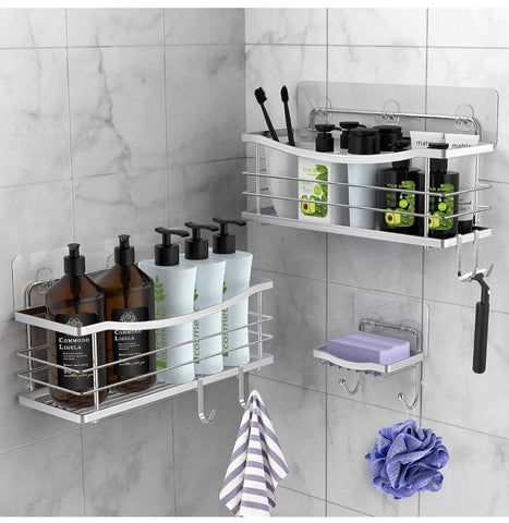 ODesign Adhesive Shower Caddy Basket Shelf with Hooks