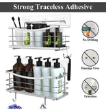 ODesign Adhesive Shower Caddy Basket Shelf with Hooks