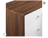 Particleboard Wood Dresser in Walnut/White