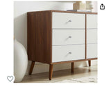 Particleboard Wood Dresser in Walnut/White