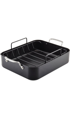 KitchenAid Hard Anodized Roasting Pan/Roaster with Removable Rack, 13 Inch x 15.75 Inch, Matte Black