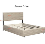 DHAEY Queen Size Upholstered Platform Bed Frame