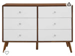 Particleboard Wood Dresser in Walnut/White