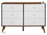 Particleboard Wood Dresser in Walnut/White