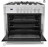 Gas Range with 5 Burner Cooktop.