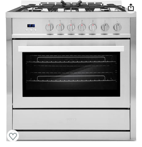 Gas Range with 5 Burner Cooktop.