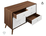 Particleboard Wood Dresser in Walnut/White