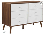 Particleboard Wood Dresser in Walnut/White