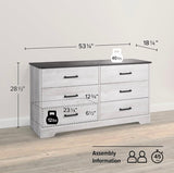 Prepac Rustic Ridge Farmhouse 6-Drawer Double Dresser