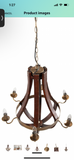 Creative Co-Op Wood & Metal Chandelier with Six Lightbulbs Ceiling Lights, Gold