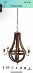 Creative Co-Op Wood & Metal Chandelier with Six Lightbulbs Ceiling Lights, Gold