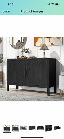 Flieks Storage Cabinet Sideboard Wooden Cabinet with 2 Metal Handles and 2 Doors for Hallway, Entryway, Living Room, Bedroom