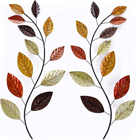 Metal colorful tree branch wall decor