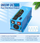 SUNGOLDPOWER 2000W DC 24V Peak 6000W Pure Sine Wave Power Inverter Charger, AC 120V