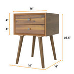 Wooden Nightstand Mid-Century End Side Table Bedroom W/2 Storage Drawers Natural