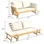 Acacia Wood Patio Daybed Convertible Sofa/Bed