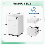 3 Drawer Rolling File Cabinet with Lock
