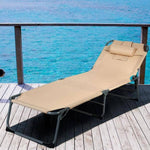 Metal Outdoor Folding Chaise Lounge with Pillow