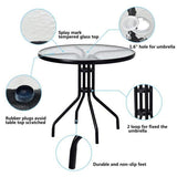 28 in. Black Round Metal Outdoor Bistro Table