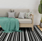 Trava Home Indoor/Outdoor Rug Black - Gray Stripe, 6' x 9'