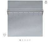 Stainless steel backsplash with shelf and rack