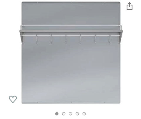 Stainless steel backsplash with shelf and rack