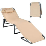 Metal Outdoor Folding Chaise Lounge with Pillow