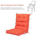 Costway 22"x44" Indoor Outdoor High Back Chair Cushion Patio Seating Pad Orange