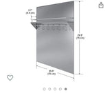 Stainless steel backsplash with shelf and rack