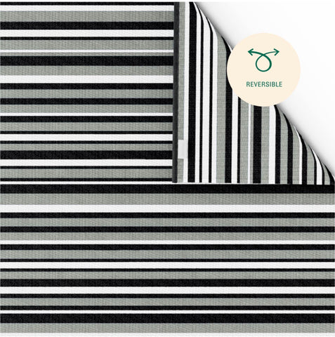 Trava Home Indoor/Outdoor Rug Black - Gray Stripe, 6' x 9'