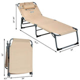 Metal Outdoor Folding Chaise Lounge with Pillow