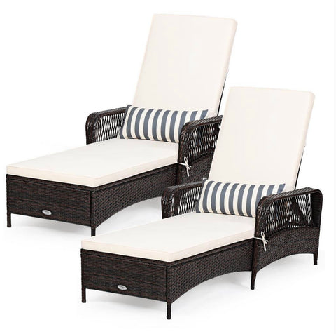 2 piece wicker outdoor chaise lounge set