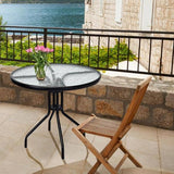 28 in. Black Round Metal Outdoor Bistro Table