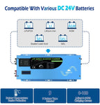 SUNGOLDPOWER 2000W DC 24V Peak 6000W Pure Sine Wave Power Inverter Charger, AC 120V