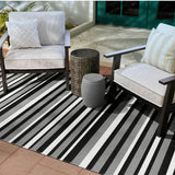Trava Home Indoor/Outdoor Rug Black - Gray Stripe, 6' x 9'