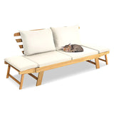 Acacia Wood Patio Daybed Convertible Sofa/Bed